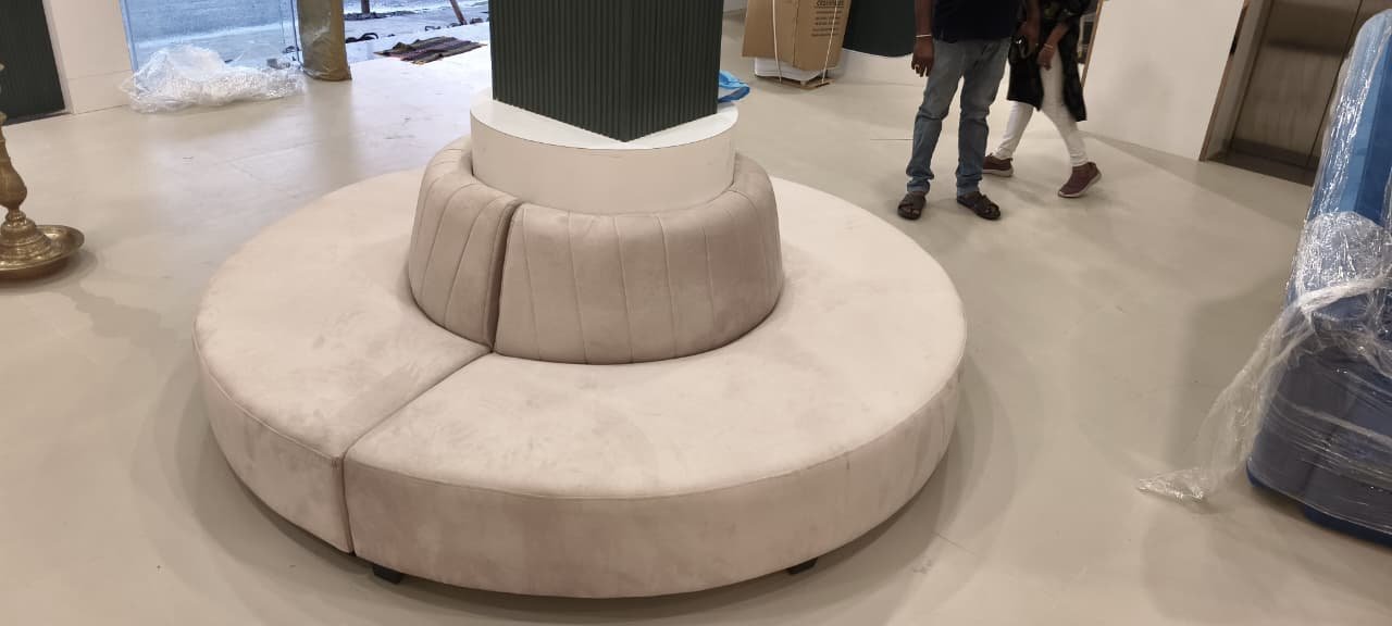 Round Channel-Tufted Bench